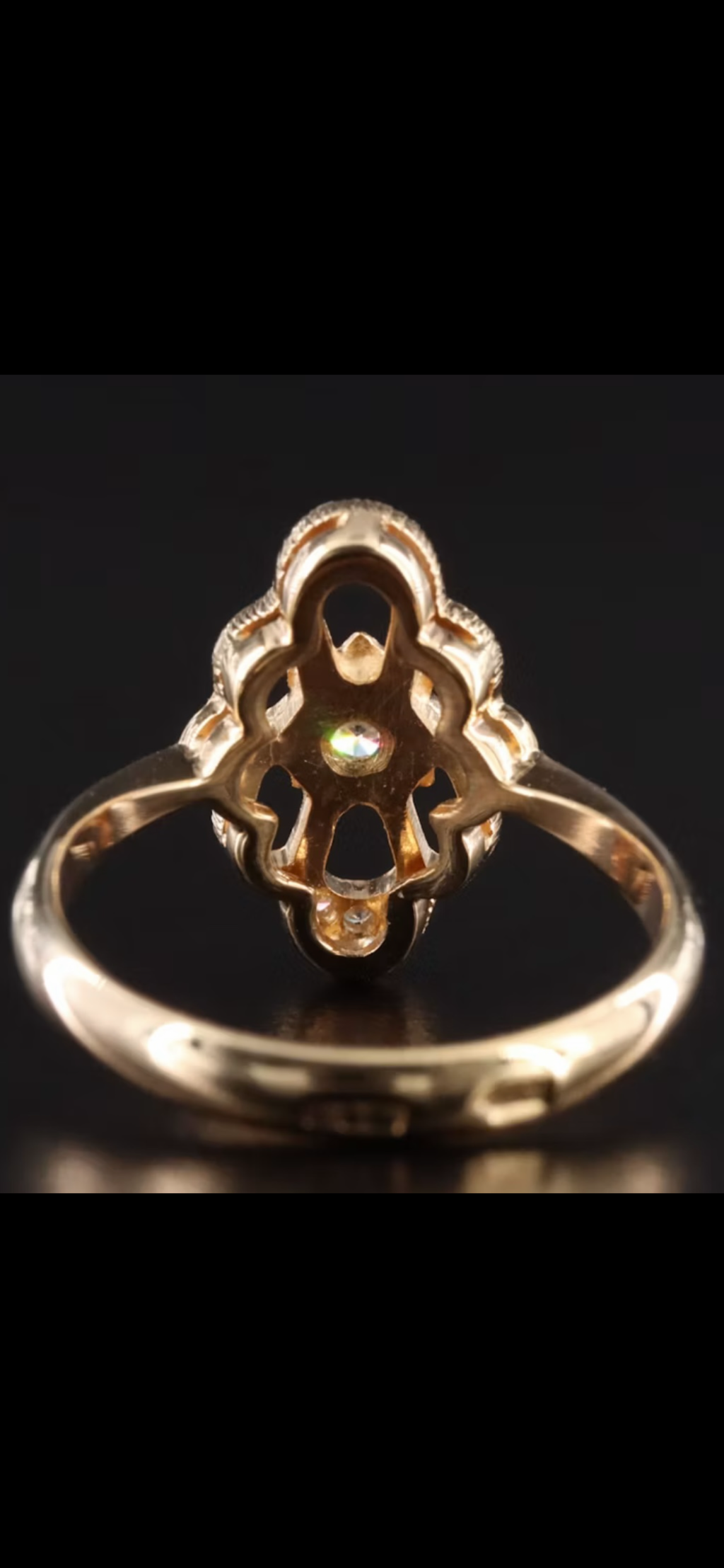 Vintage Soviet 583 Gold Diamond Ring | USSR Hallmarked | Size 7