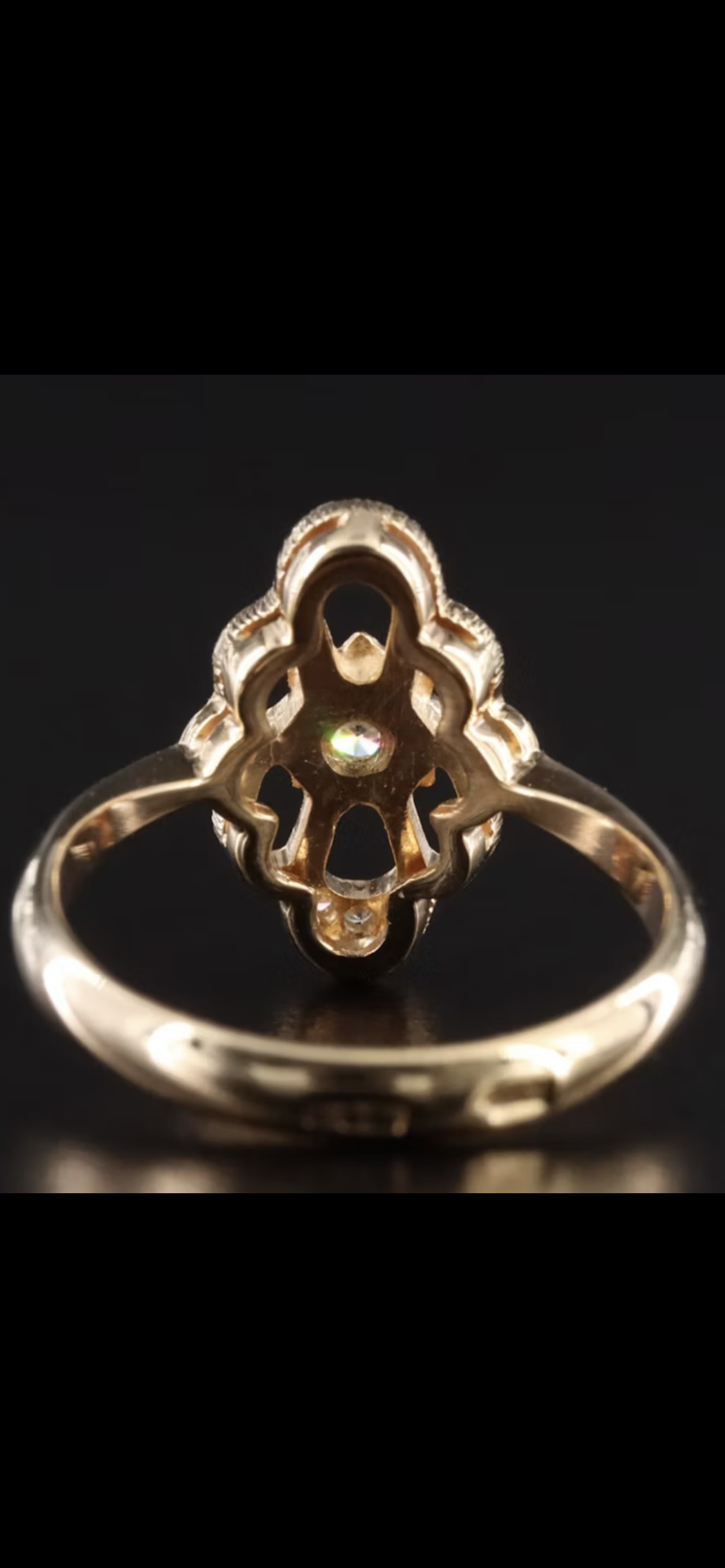 Vintage Soviet 583 Gold Diamond Ring | USSR Hallmarked | Size 7