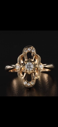 Vintage Soviet 583 Gold Diamond Ring | USSR Hallmarked | Size 7