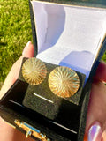 18k Diamond-Cut Vintage Stud Statement Earrings