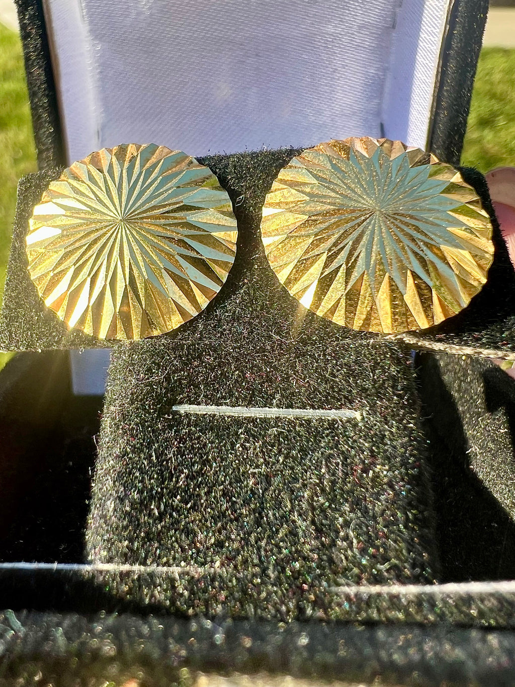 18k Diamond-Cut Vintage Stud Statement Earrings