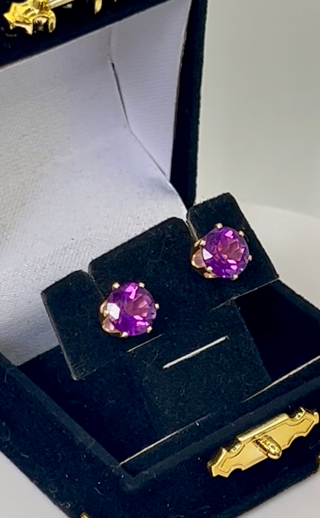 Vintage 14K Gold Amethyst Stud Earrings | Genuine Natural Amethyst | Classic February Birthstone Jewelry
