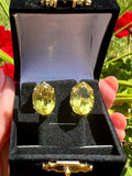 Vintage Peridot Statement Earrings | Large Oval Peridot Studs in 14K Gold | August Birthstone Jewelry