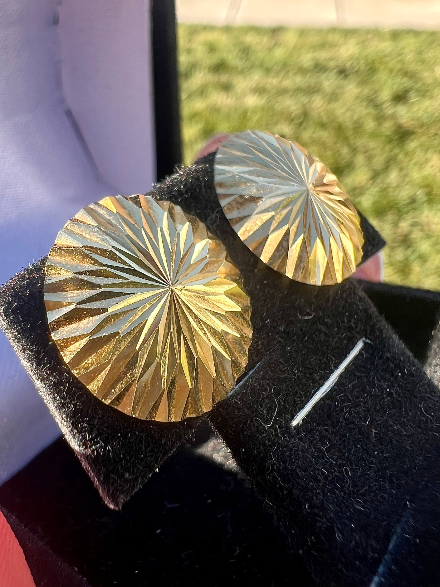 18k Diamond-Cut Vintage Stud Statement Earrings
