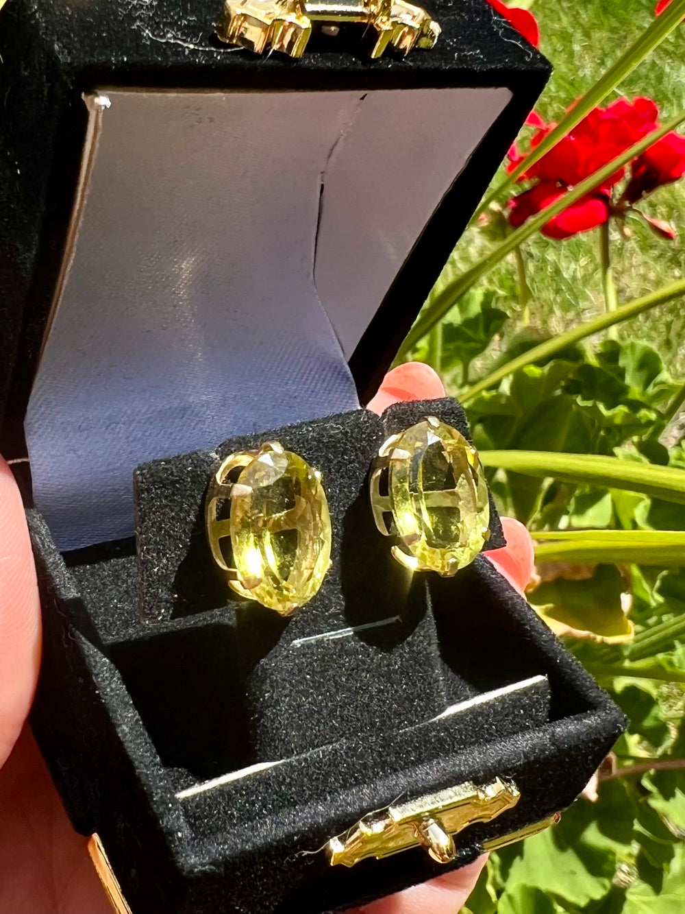 Vintage Peridot Statement Earrings | Large Oval Peridot Studs in 14K Gold | August Birthstone Jewelry