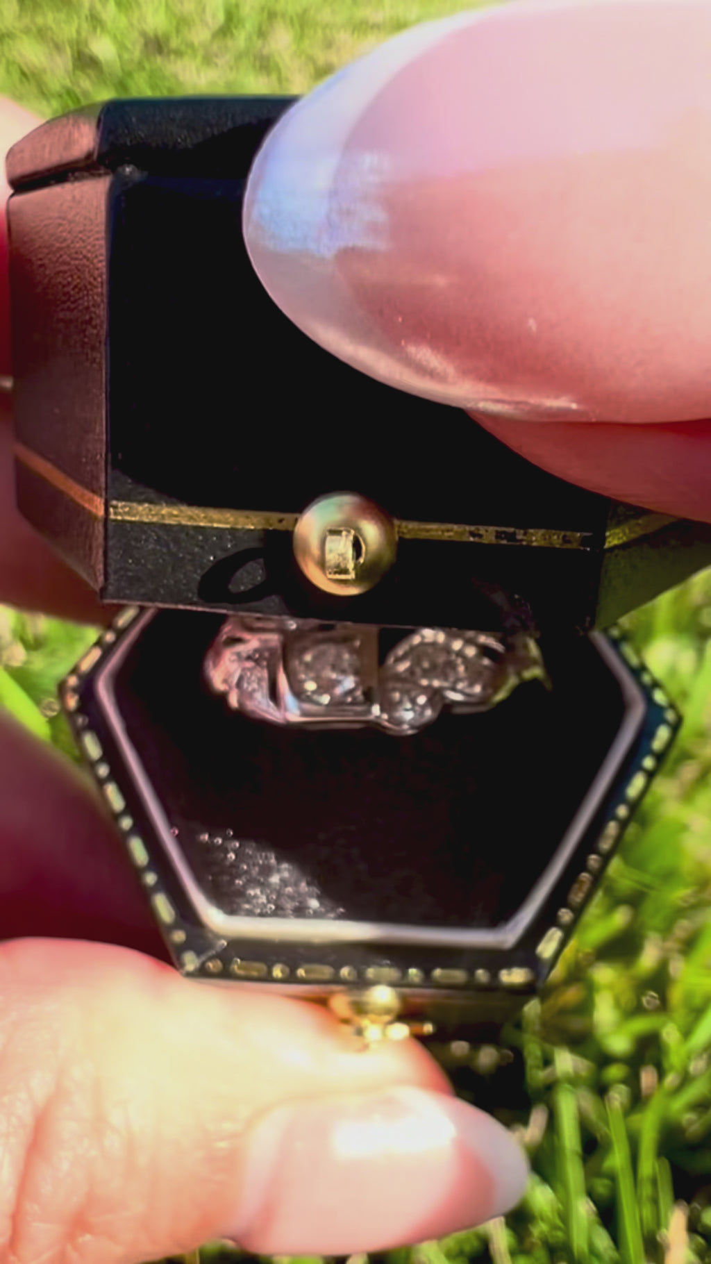 Edwardian Revival Diamond Ring | Transitional Cut Diamonds | 14K White & Yellow Gold | Vintage | Size 7.25