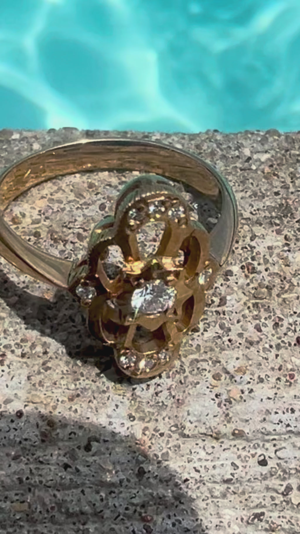 Vintage Soviet 583 Gold Diamond Ring | USSR Hallmarked | Size 7