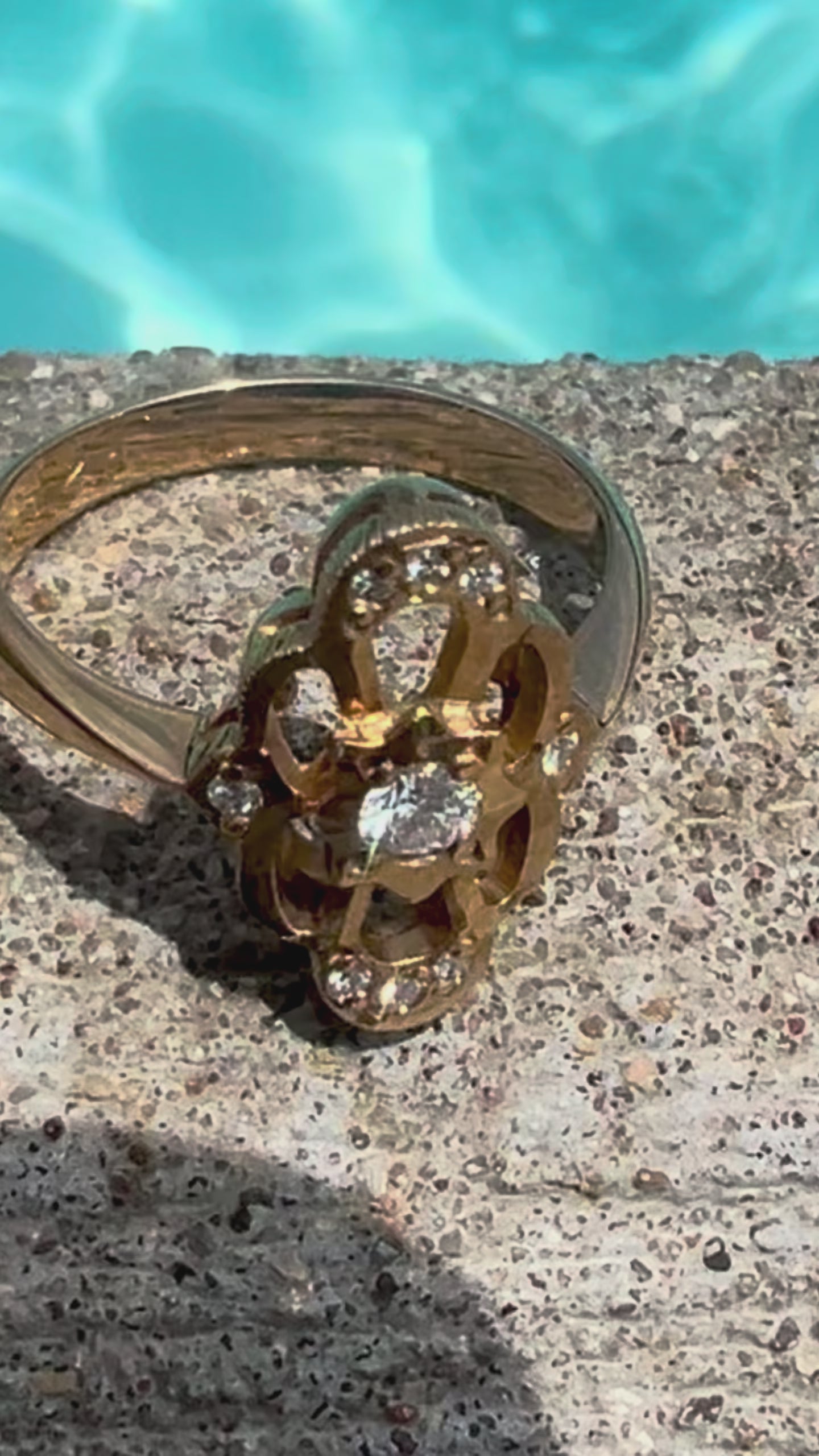 Vintage Soviet 583 Gold Diamond Ring | USSR Hallmarked | Size 7